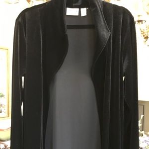 Chico's Design Black Velvet open jacket. NWOT